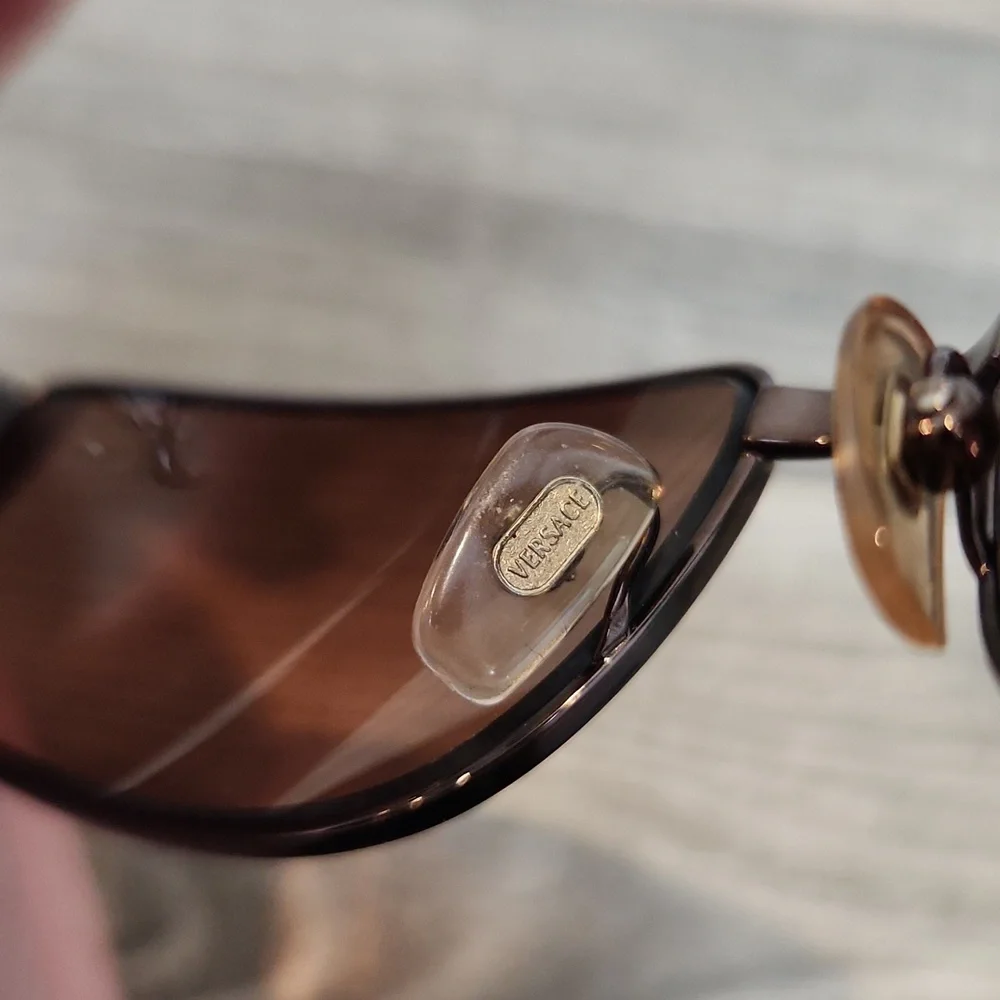 Versace Vintage Brown Tortoiseshell Mirror Rectangular‎ Sunglasses